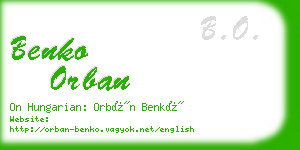 benko orban business card